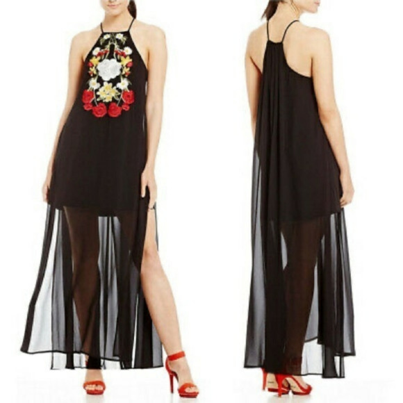 Gianni Bini‎ Embroidered Maxi Dress features a semi - Picture 1 of 2